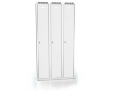 Cloakroom locker ALDOP 1800 x 900 x 500 - metal three-door locker, gray- gray, double plated door