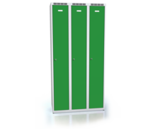 Cloakroom locker ALDOP 1800 x 900 x 500 - metal three-door locker, gray-green, double plated door