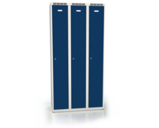 Cloakroom locker ALDOP 1800 x 900 x 500 - metal three-door locker, gray-dark blue, double plated door
