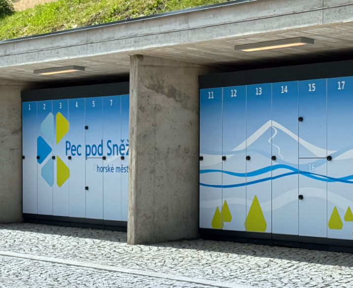 Modern Self-Service Boxes in an Alpine Setting