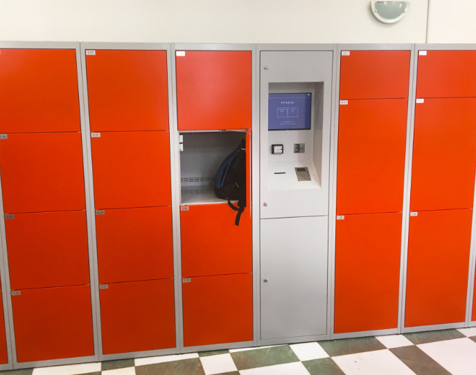 Luggage Storage Lockers with Electronic Locks and Payment Terminal