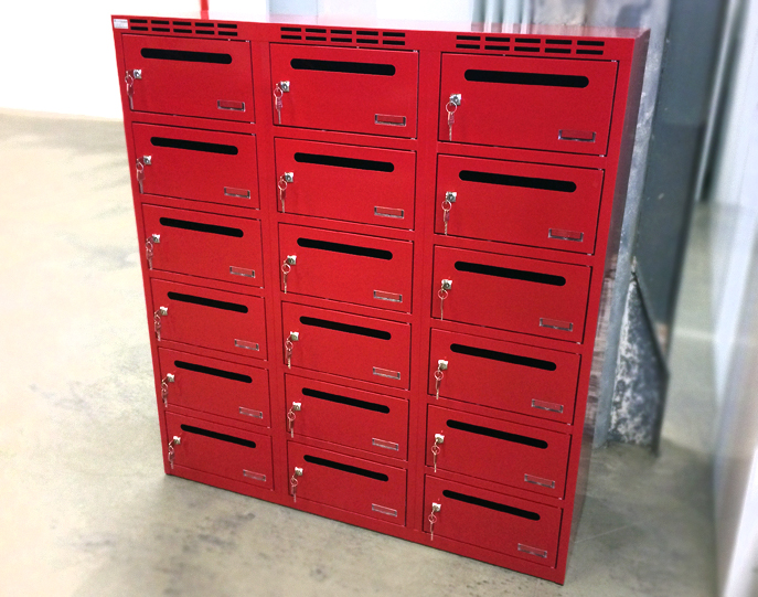 Wall-Mounted Cabinet with Mail Compartments