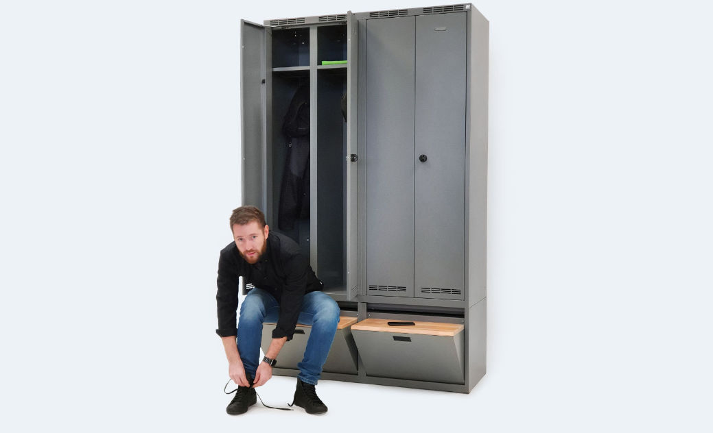 Special Large-Volume Garment Locker with a Folding Seat